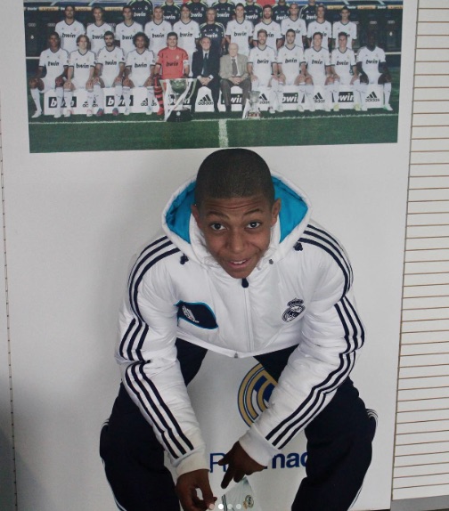 The young Mbappe could be seen wearing a Real Madrid jacket