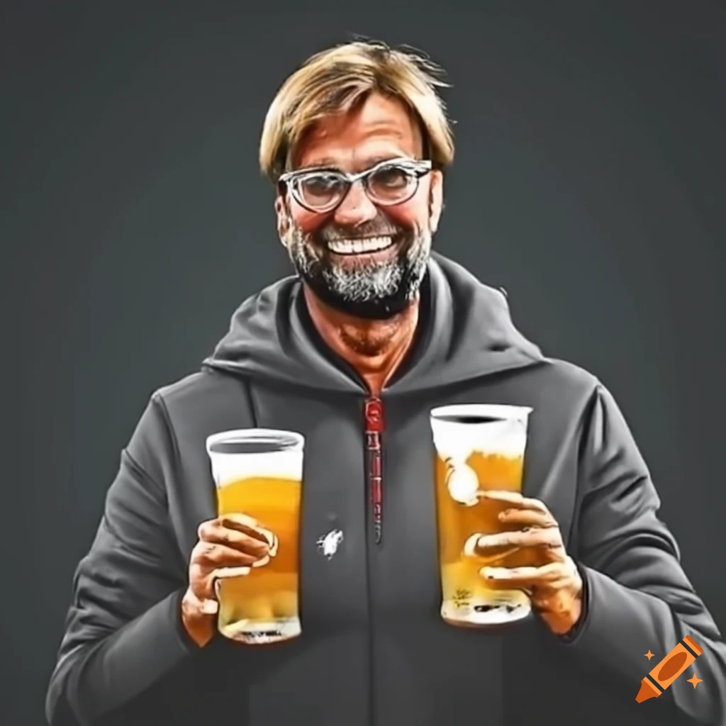 Jurgen klopp with a beer in hand on Craiyon