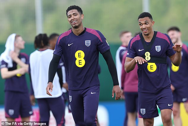 England stars Trent Alexander-Arnold and Jude Bellingham have been showcasing a new bizarre handshake in training