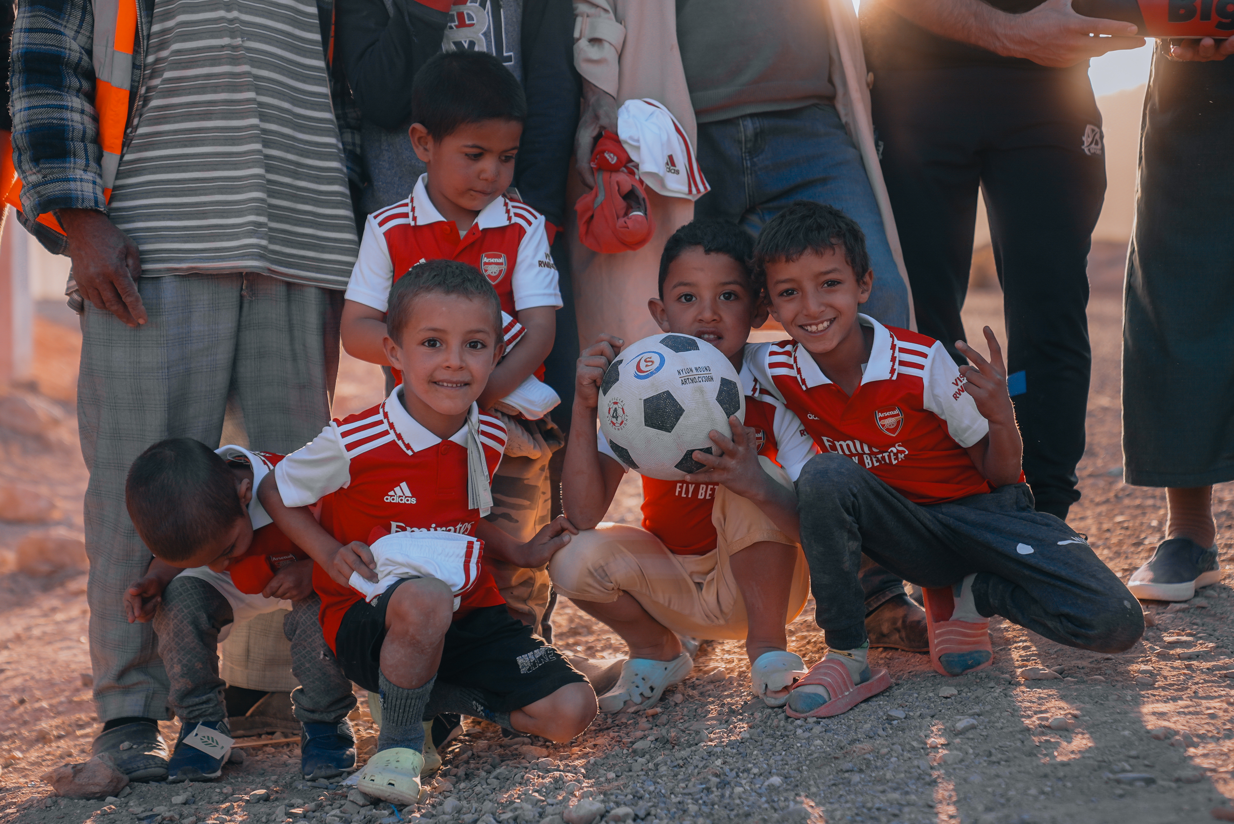 Locals were pictured in Arsenal shirts