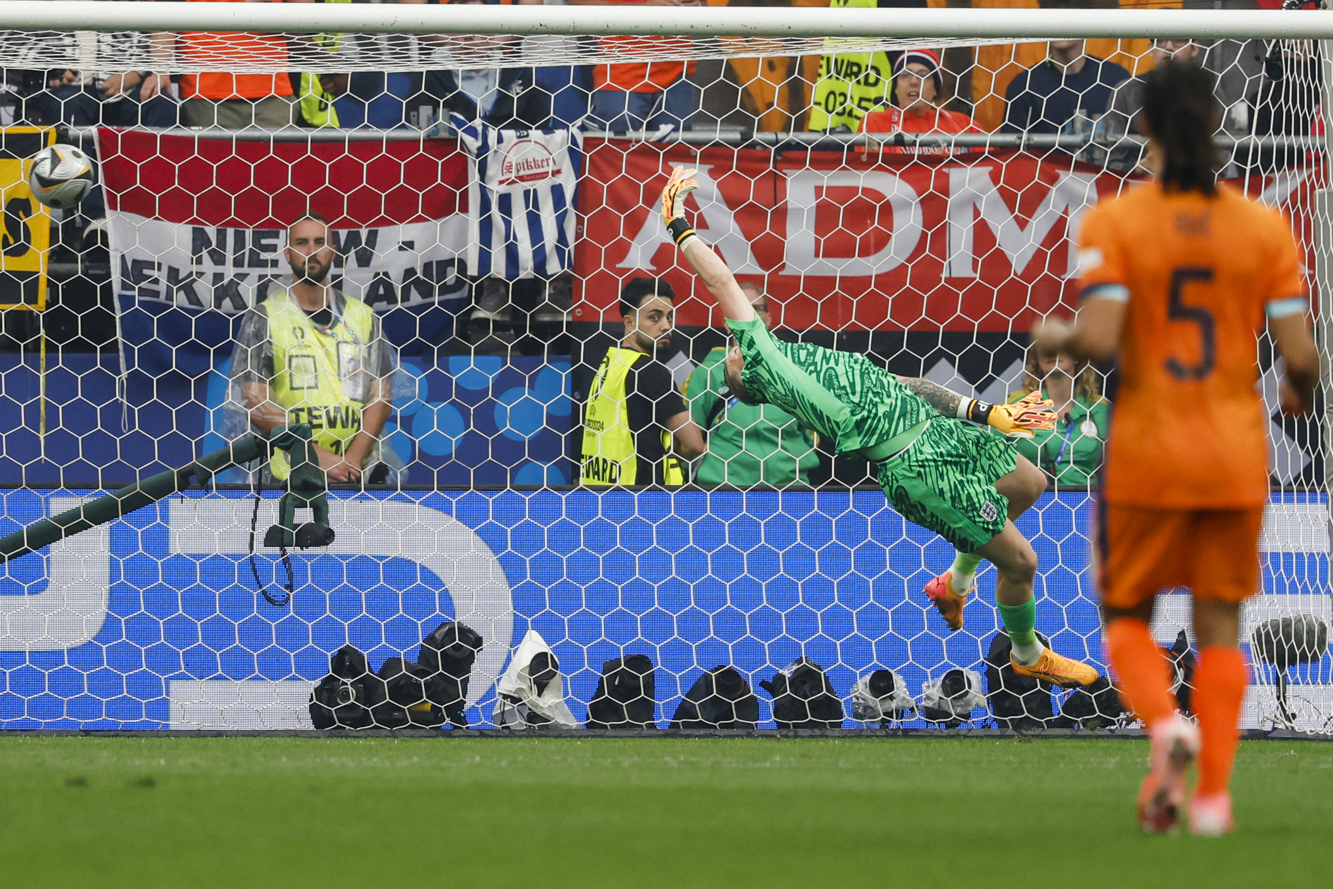 The venomous effort flew beyond the dive of England keeper Jordan Pickford