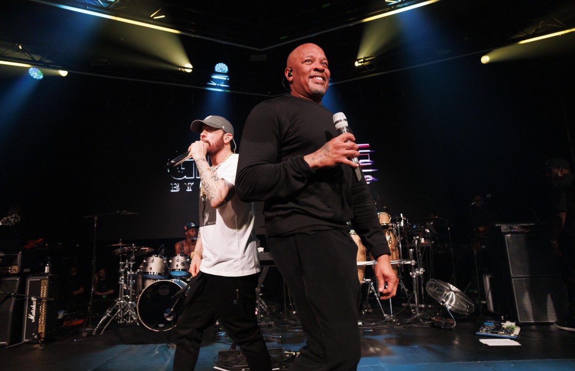 Co-founder Dr. Dre sang with Snoop as Eminem made an appearance as well