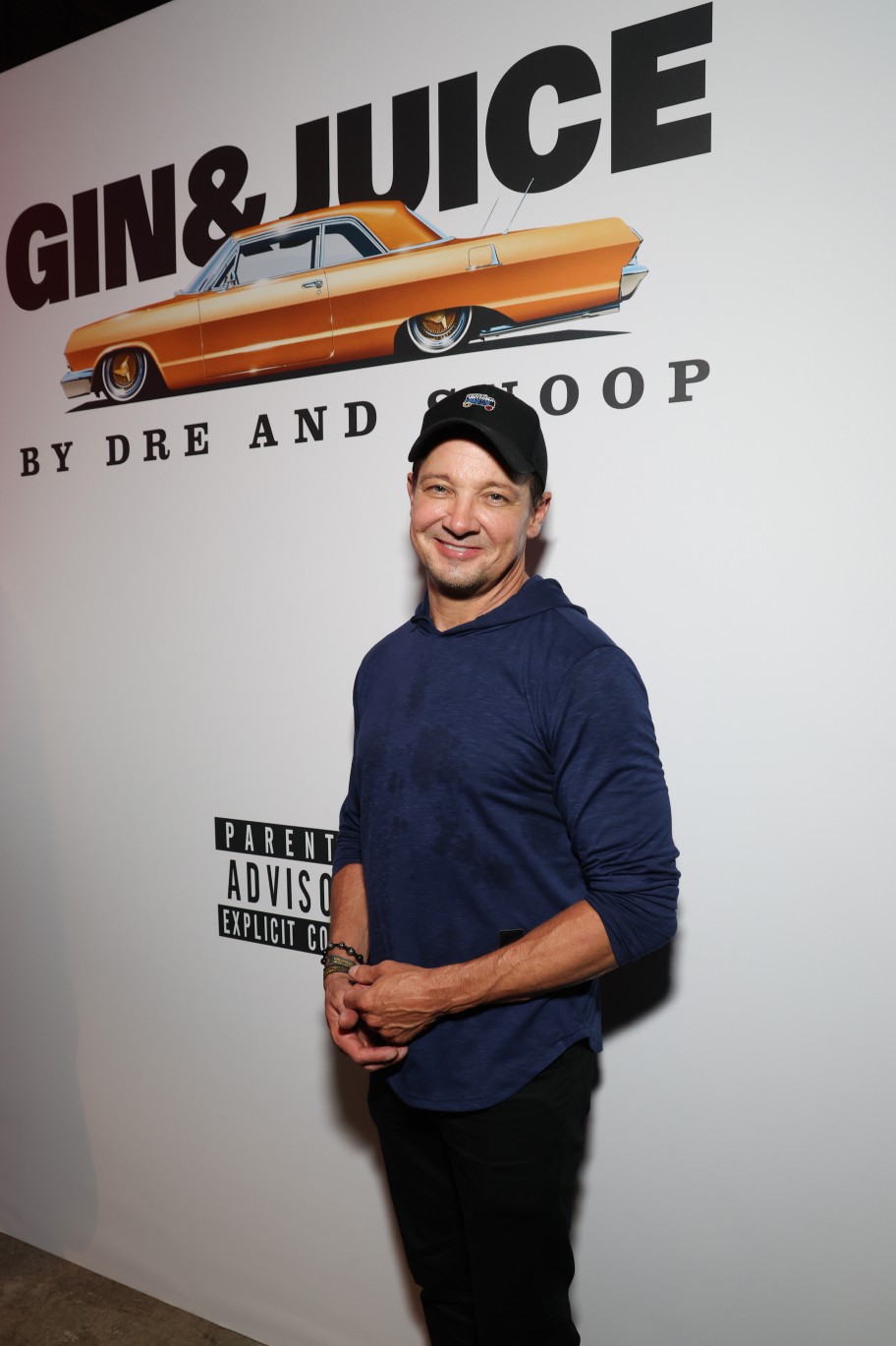 Jeremy Renner wore a hat for the London event